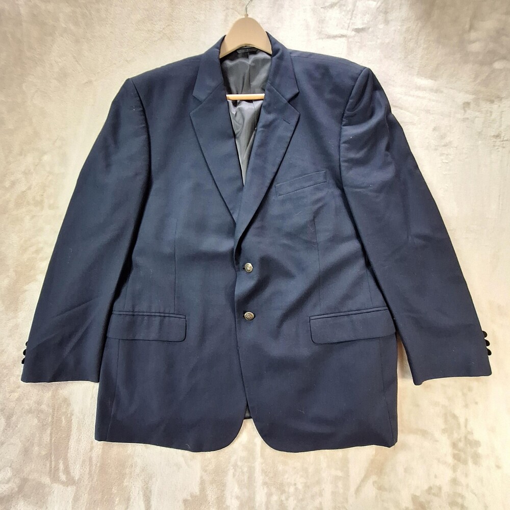 Bernhard Altmann Blazer Mens 44 Blue Wool Gold Button Sport Coat Single Vent